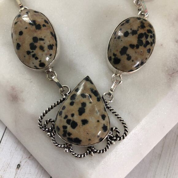 925 Sterling Dalmatian Jasper Necklace 20" - Picture 3 of 5